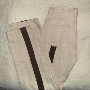 Stylish Cream and Brown Women's Jeans